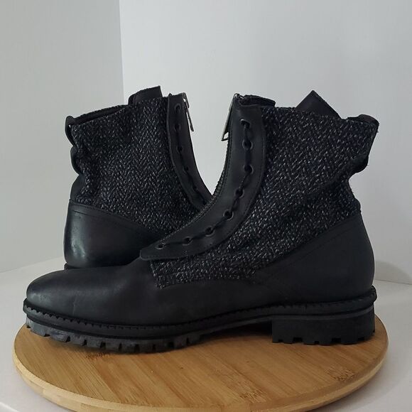 All Saints Men's Styx Boot Black Leather Tweed Size 12 - Picture 8 of 13
